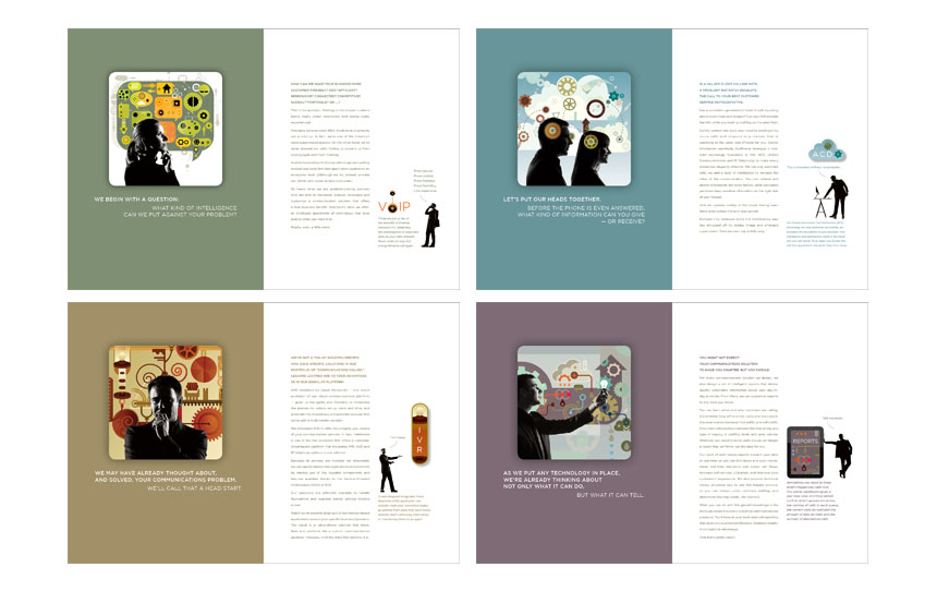 4 Spreads from brochure, company provides communication solutions for business | Intelliverse