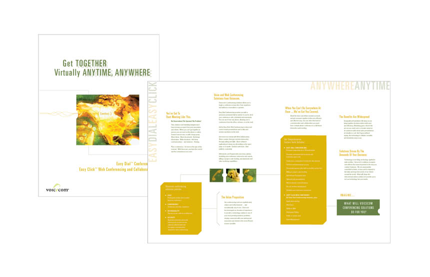 B-to-B brochure, cover and inside spread | VoiceCom