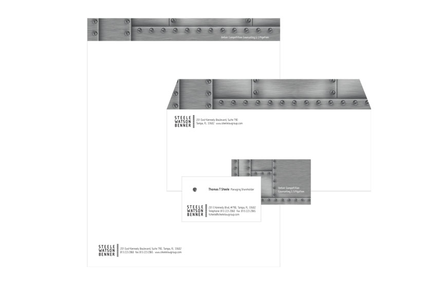 Stationery system with applied rivet | Steele, Watson Benner Law Firm 